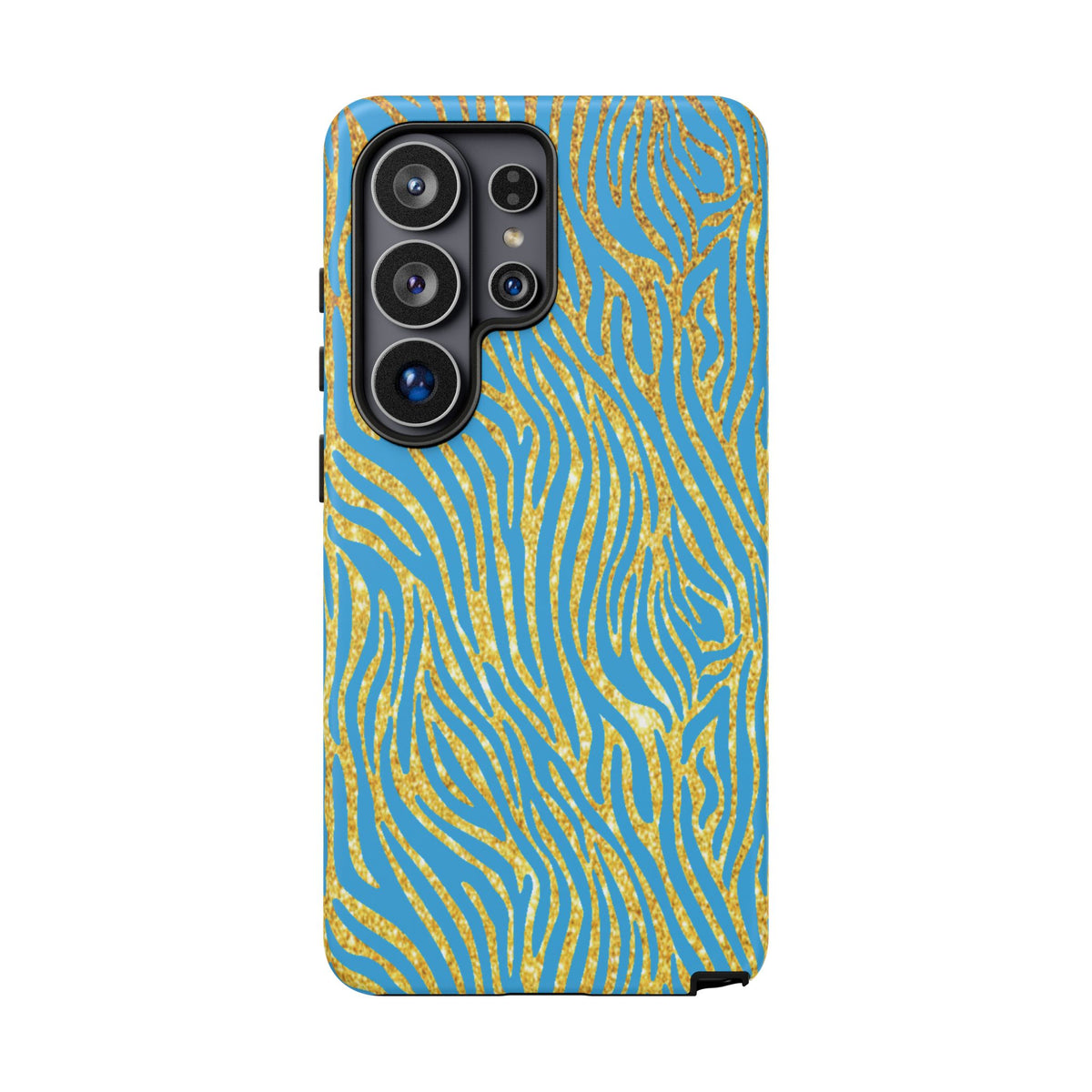 Blue Gold Zebra Tough Case for iPhone, Galaxy, or Google Pixel