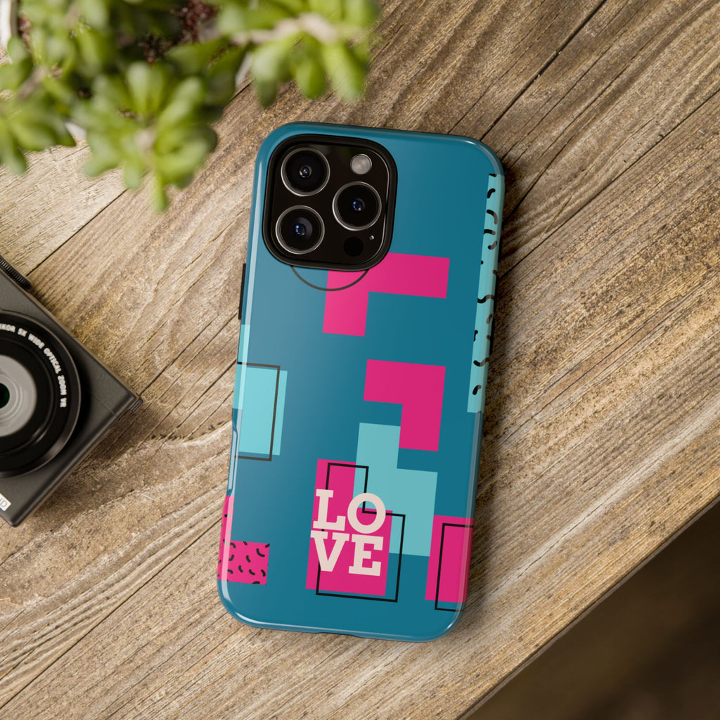 LOVE Teal Green Tough Phone Case for iPhone, Galaxy, or Google Pixel