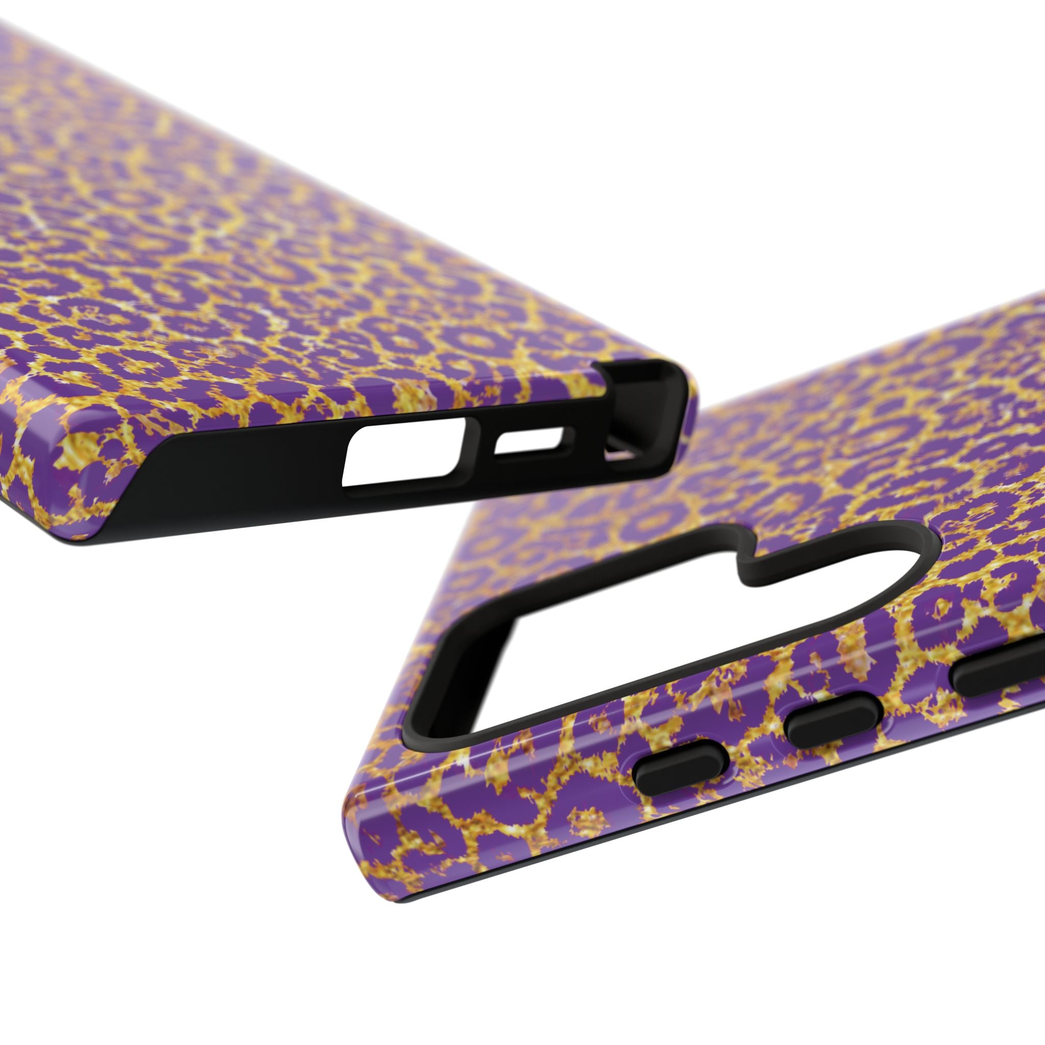 Purple Gold Leopard Tough Phone Case for iPhone, Galaxy, or Google Pixel