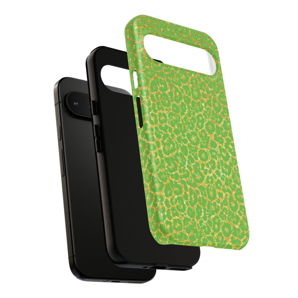 Neon Green Gold Leopard Tough Phone Case iPhone, Galaxy, or Google Pixel