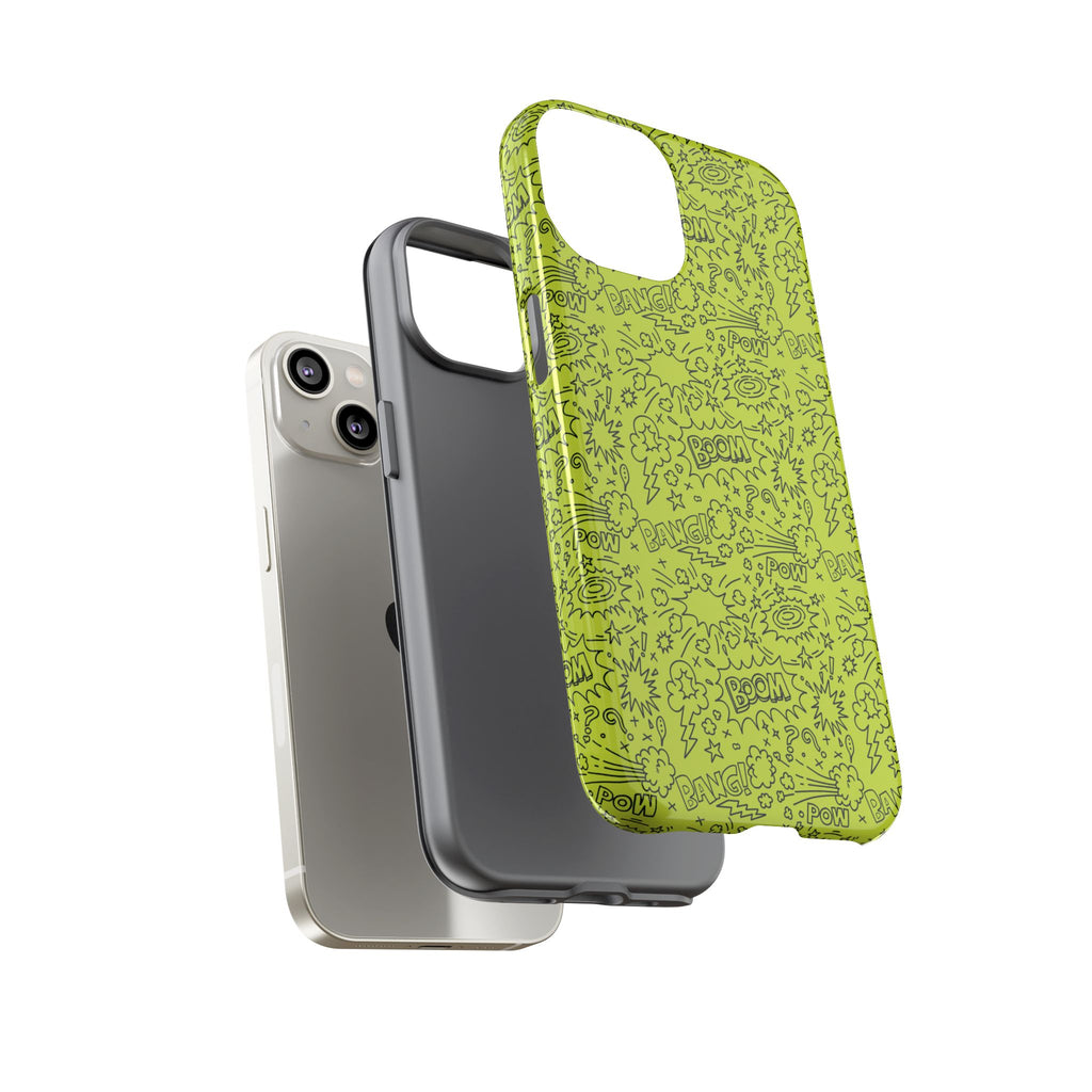 Neon Lime Wow Tough Case for iPhone, Galaxy, or Google Pixel