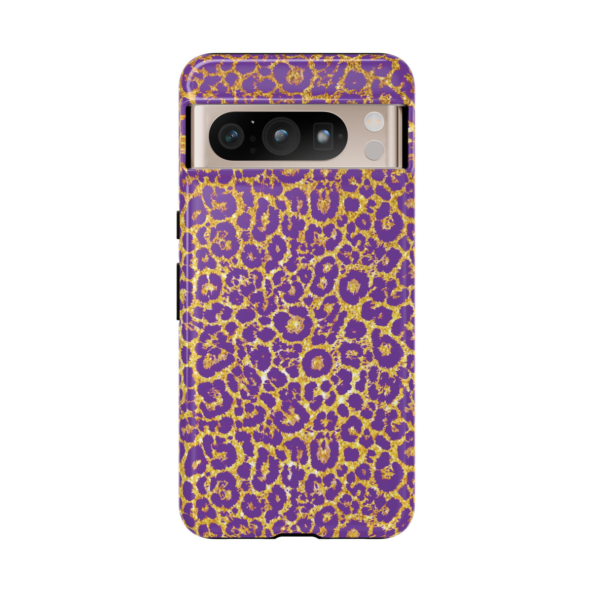 Purple Gold Leopard Tough Phone Case for iPhone, Galaxy, or Google Pixel
