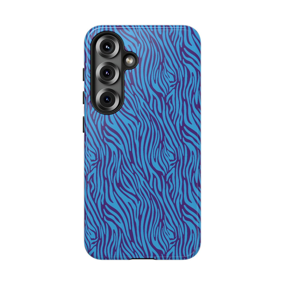 Zebra Print Blue and Purple Tough Case for iPhone, Galaxy or Google Pixel