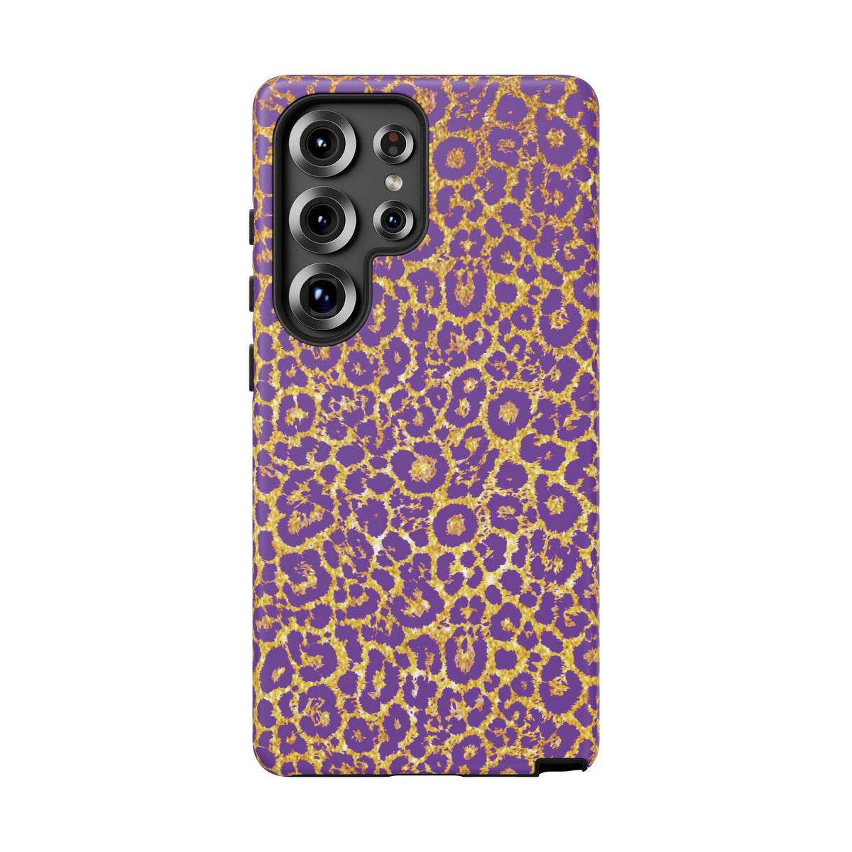 Purple Gold Leopard Tough Phone Case for iPhone, Galaxy, or Google Pixel