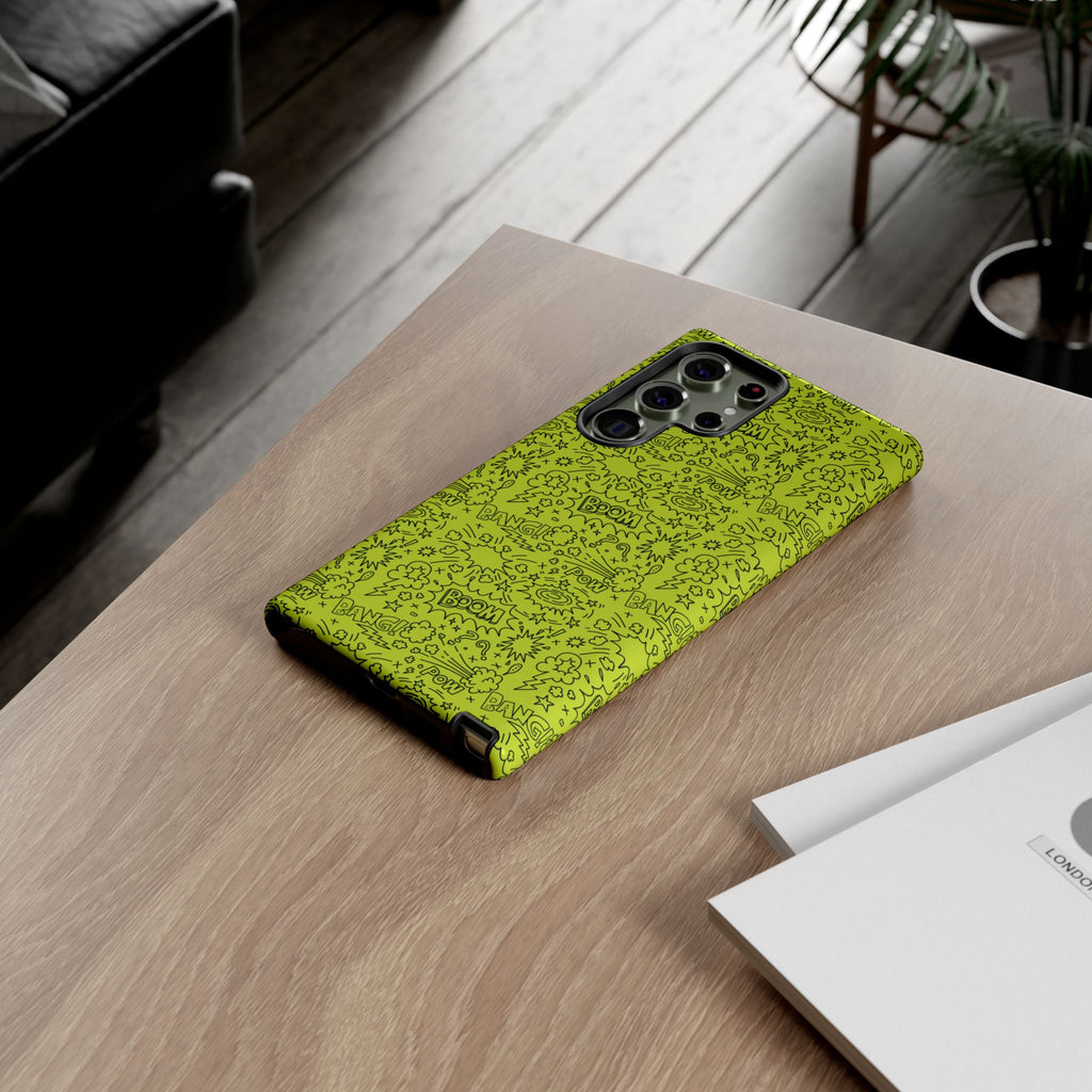 Neon Lime Wow Tough Case for iPhone, Galaxy, or Google Pixel