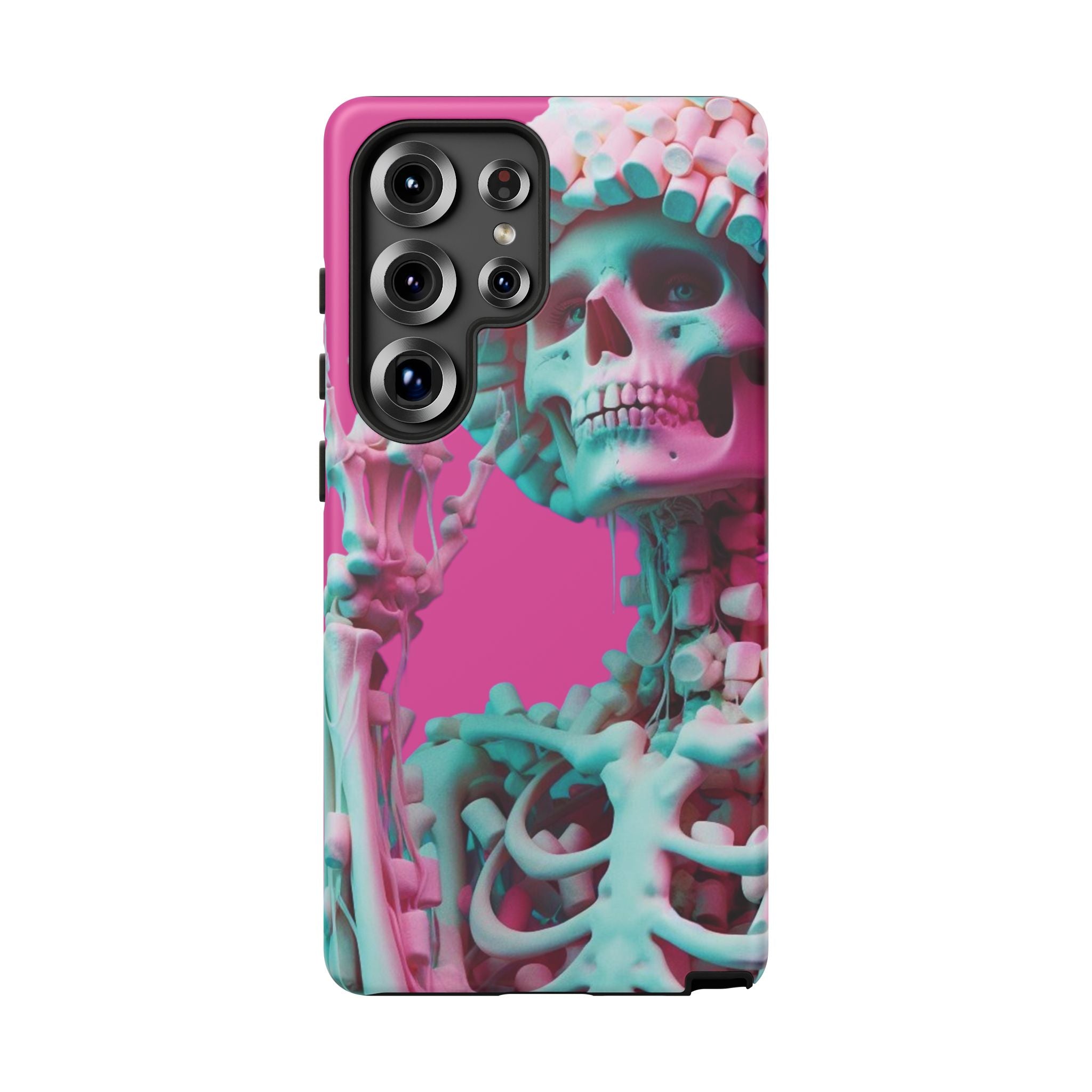 Neon Pink Skeleton Tough Phone Case for iPhone, Galaxy and Google Pixel