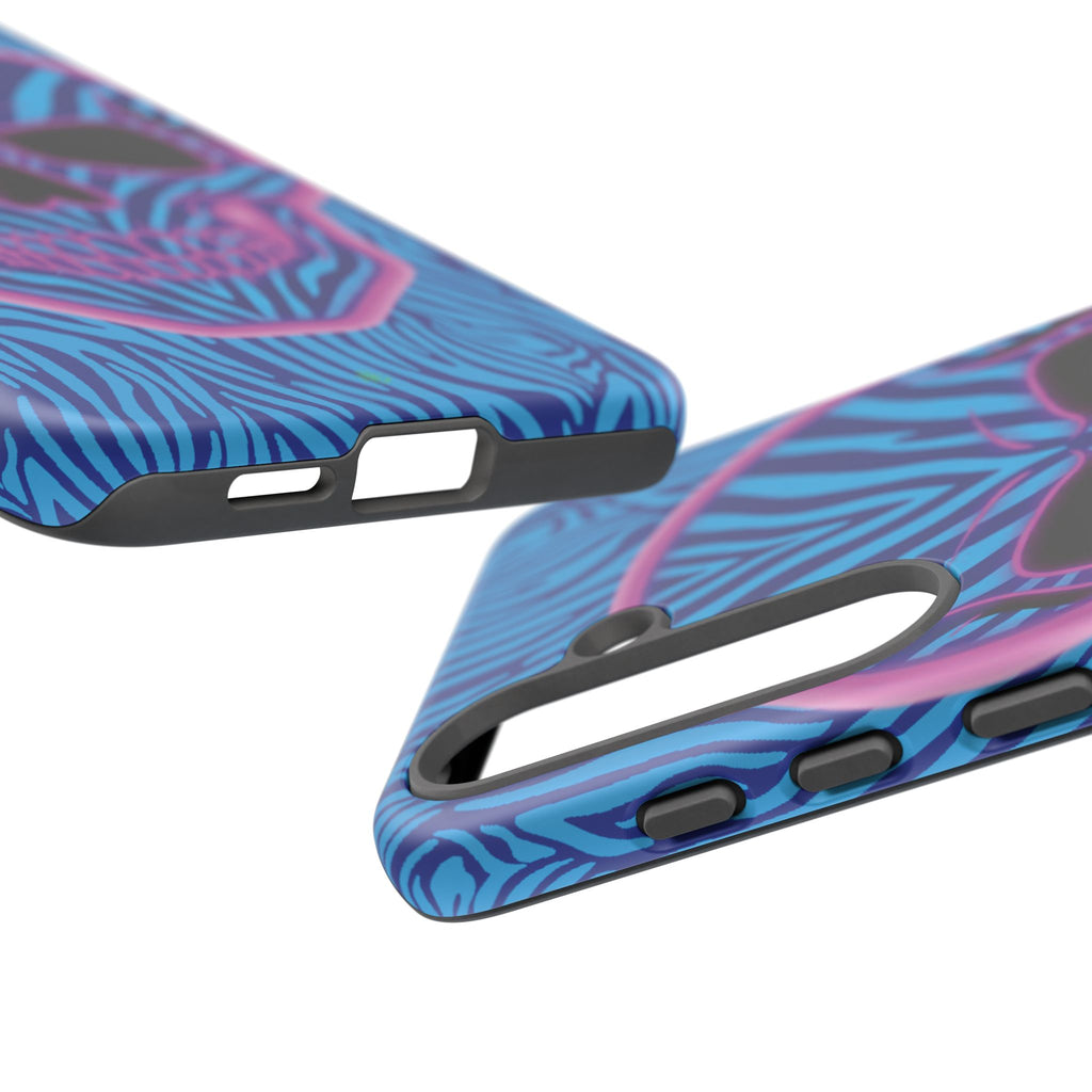 Neon Zebra Skull Tough Phone Case for iPhone, Galaxy, or Google Pixel