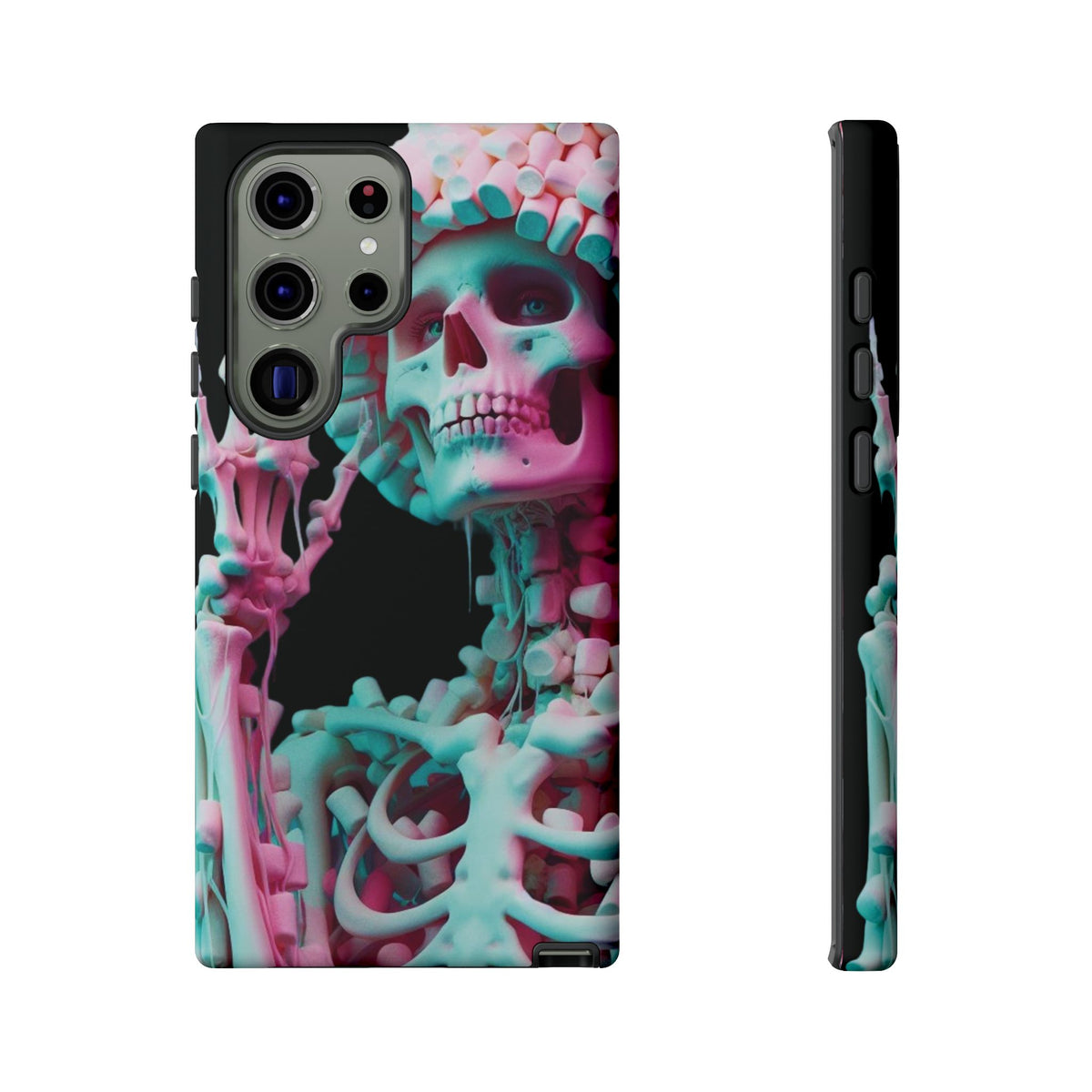 Neon Pink Skeleton (Black) Tough Phone Case for iPhone, Galaxy, or Google Pixel