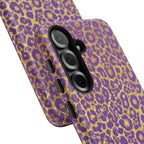 Purple Gold Leopard Tough Phone Case for iPhone, Galaxy, or Google Pixel