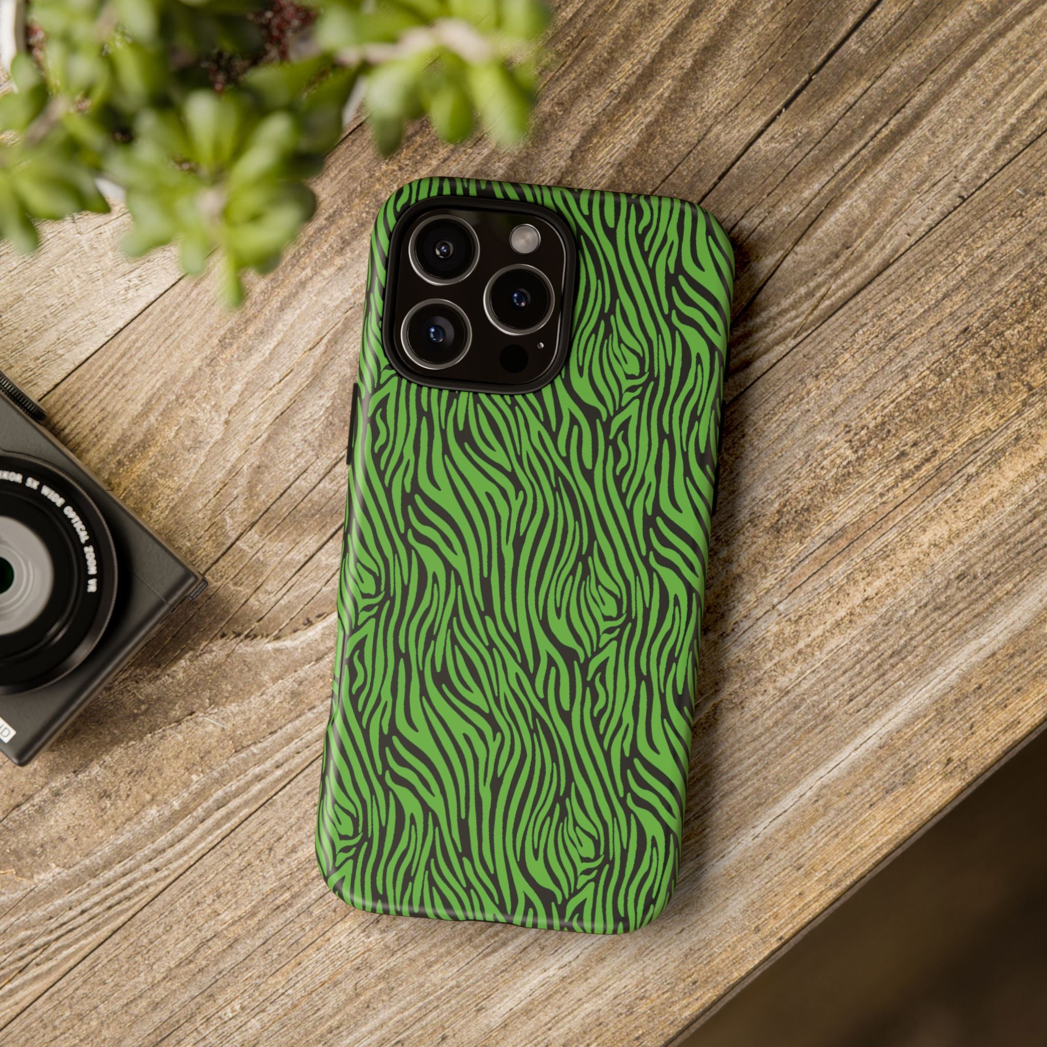 Neon Green Zebra Tough Phone Case iPhone, Galaxy, or Google Pixel