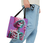 Skeleton Neon Pink Leopard Blue Tote Bag