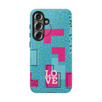 LOVE Aqua Blue Leopard RG Tough Phone Case iPhone, Galaxy, or Google Pixel