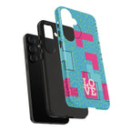 LOVE Aqua Blue Leopard RG Tough Phone Case iPhone, Galaxy, or Google Pixel