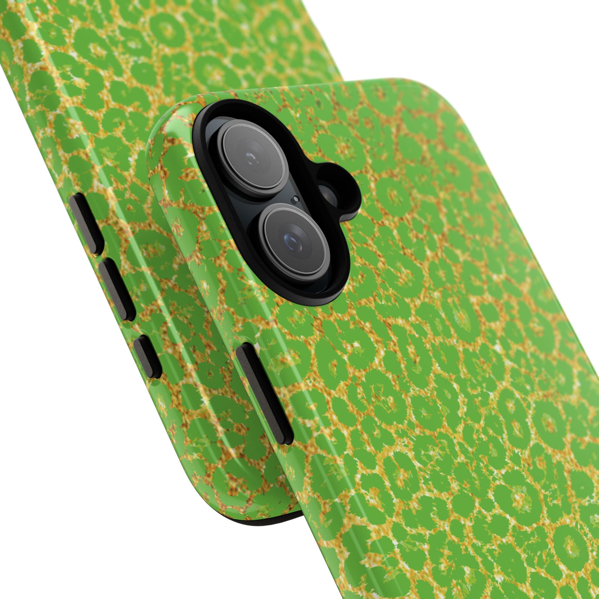 Neon Green Gold Leopard Tough Phone Case iPhone, Galaxy, or Google Pixel