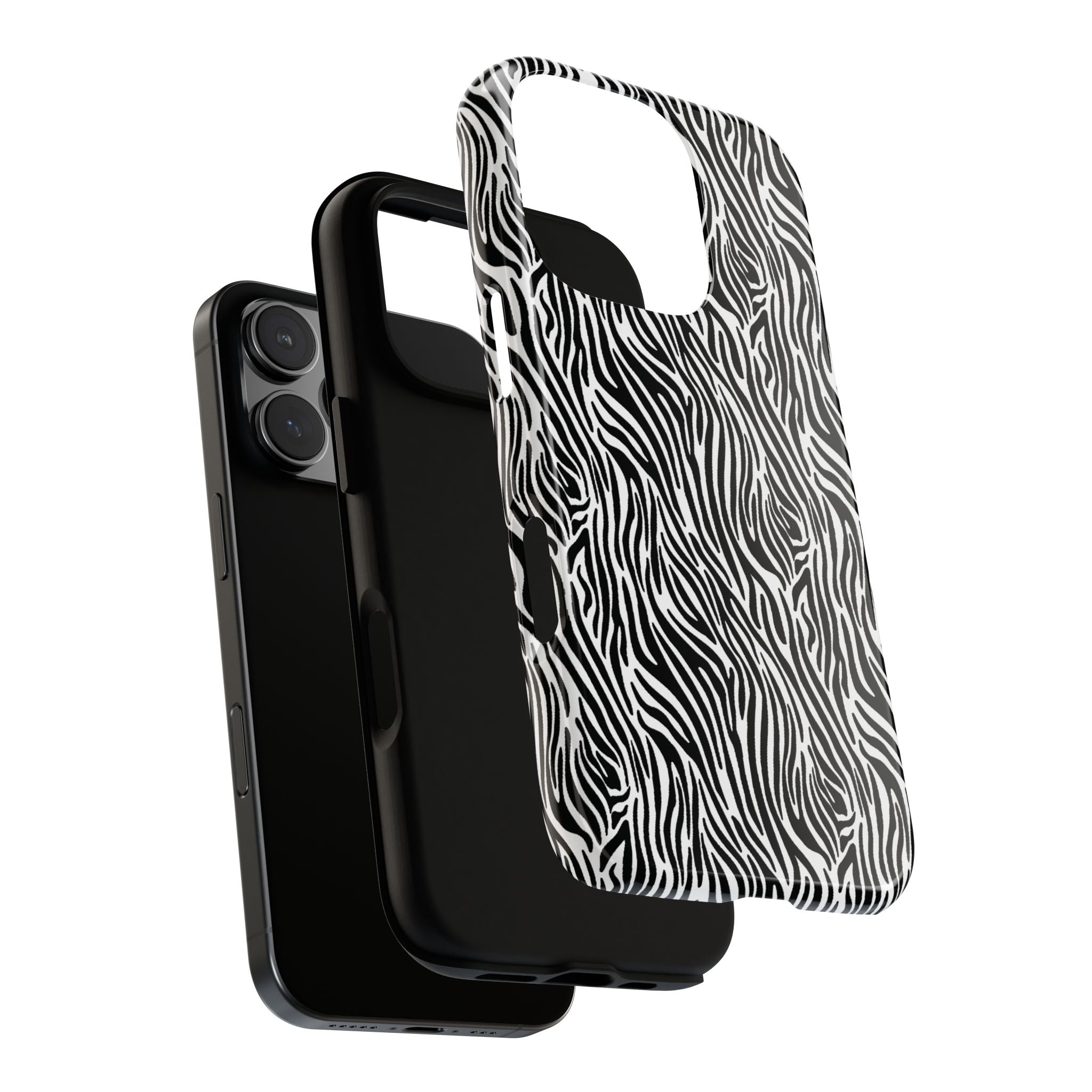 Black and White Zebra Print Tough Case iPhone, Galaxy and Google Pixel