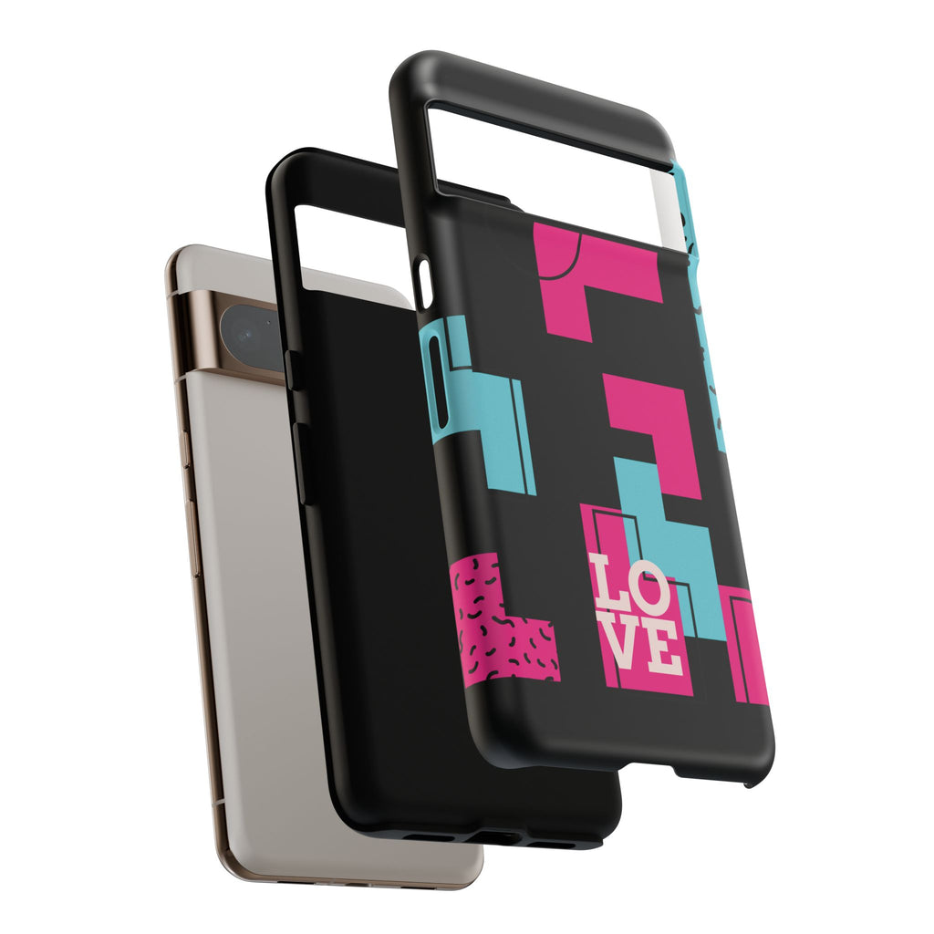 Retro Blocks LOVE Tough Case for iPhone, Galaxy or Google Pixel