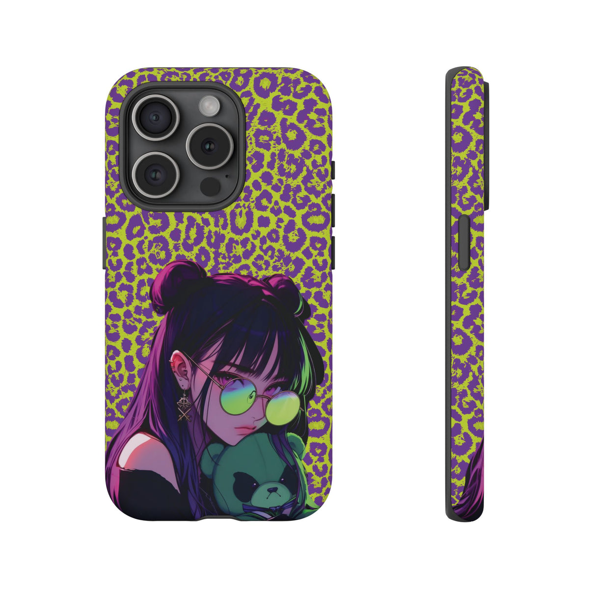 Purple Neon Lime Leopard Kz Tough Case for iPhone, Galaxy, or Google Pixel