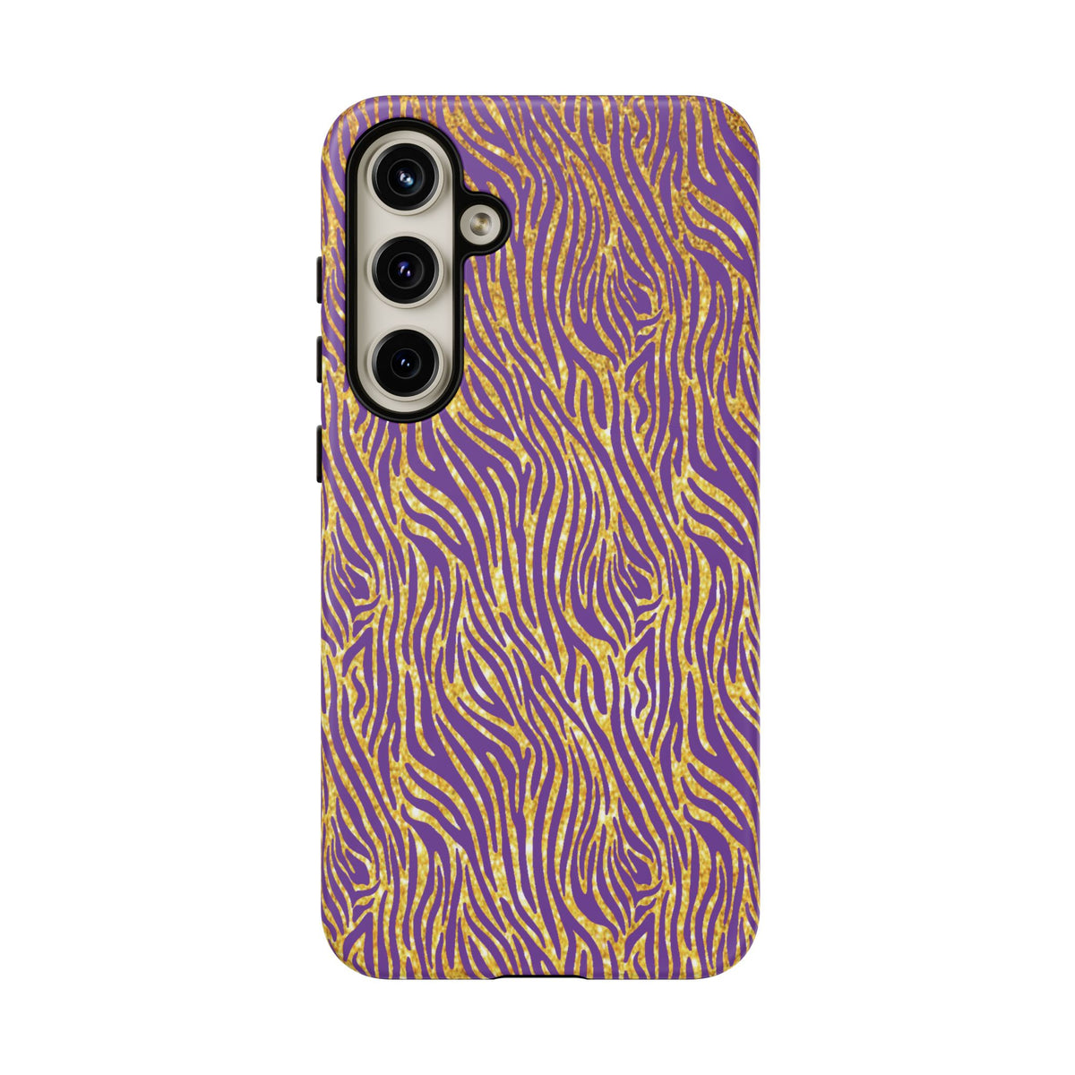 Vibrant Purple Gold Zebra Tough Phone Case iPhone, Galaxy, or Google Pixel