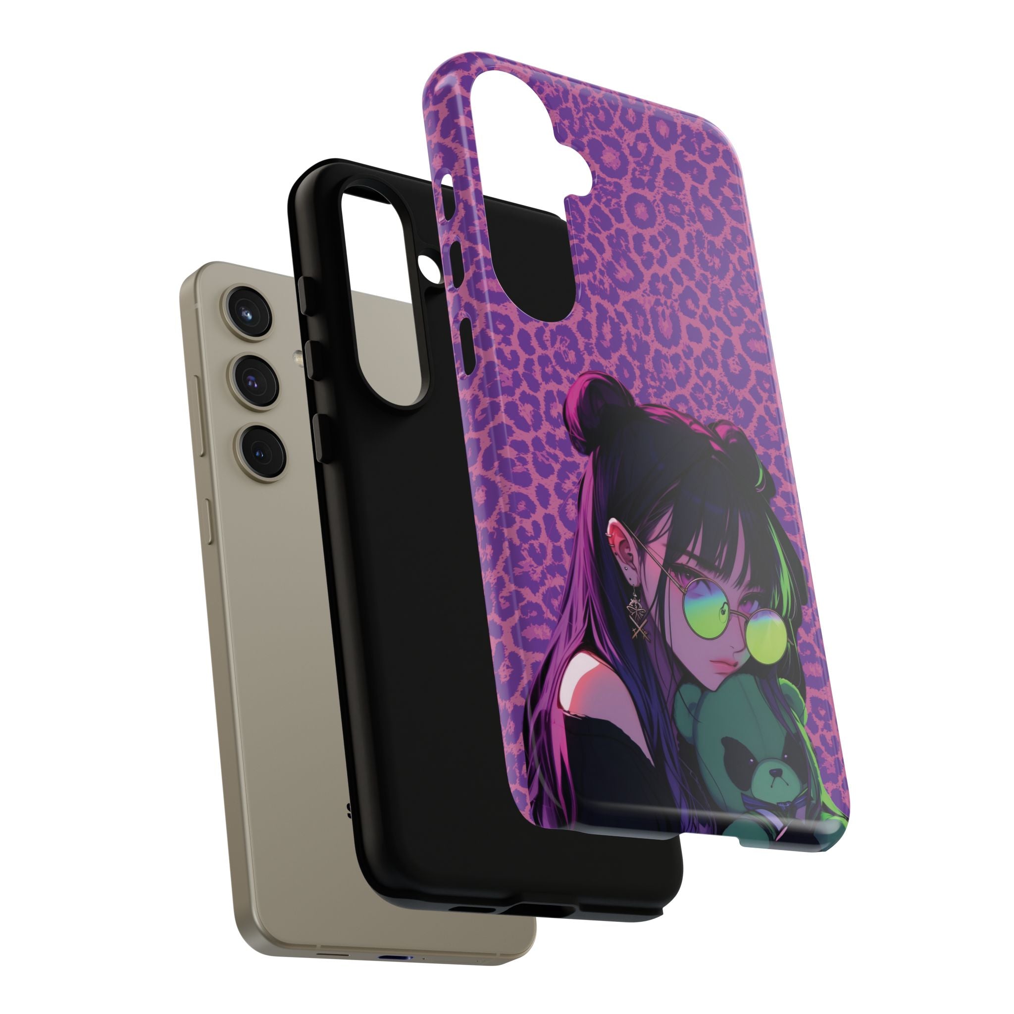 Purple Pink Leopard Kz iPhone, Galaxy and Google Tough Cases