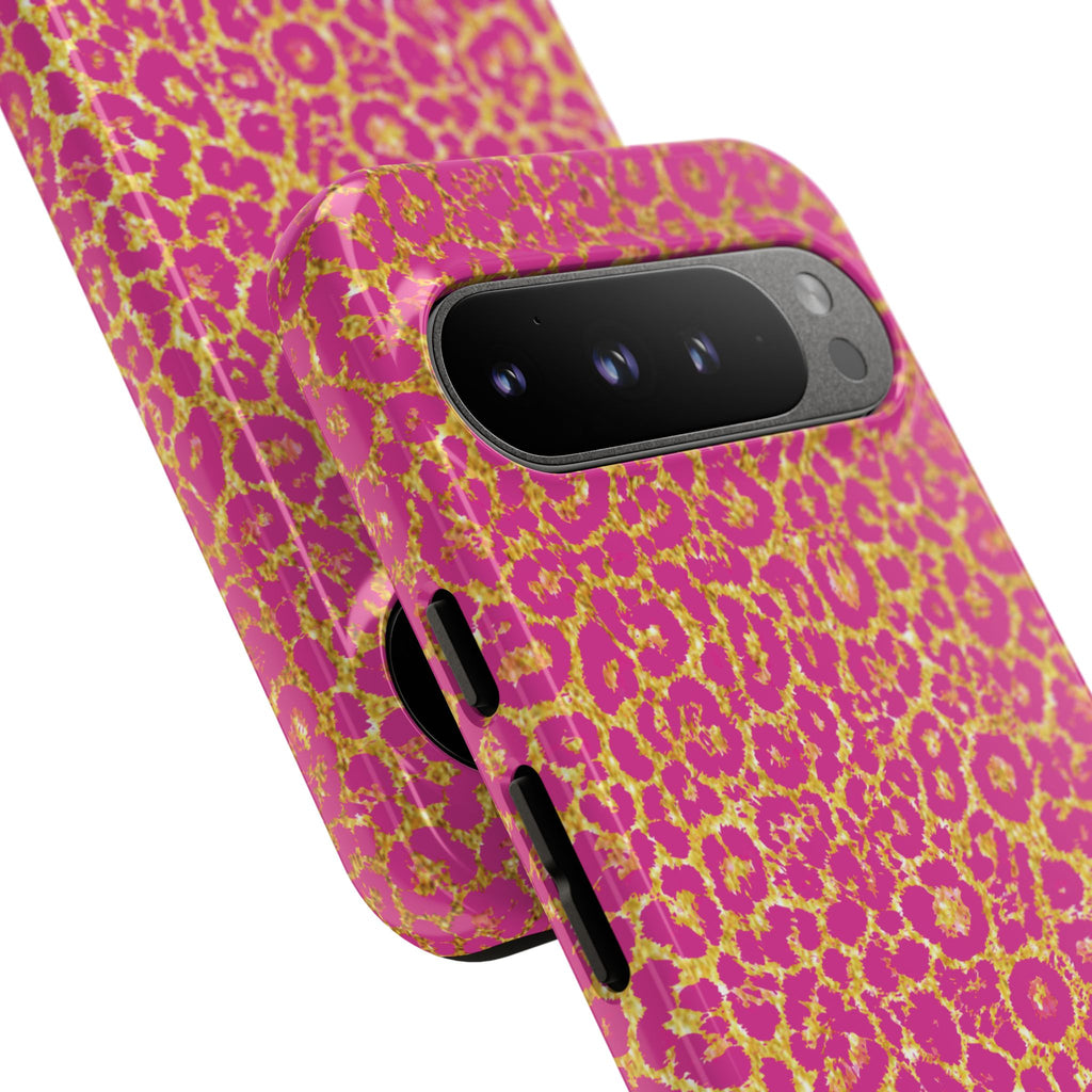 Pink Gold Leopard Tough Case for iPhone, Galaxy, or Google Pixel