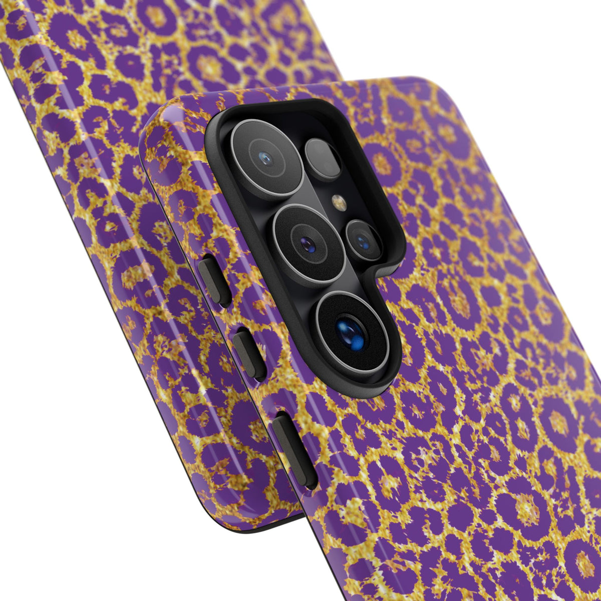 Purple Gold Leopard Tough Phone Case for iPhone, Galaxy, or Google Pixel