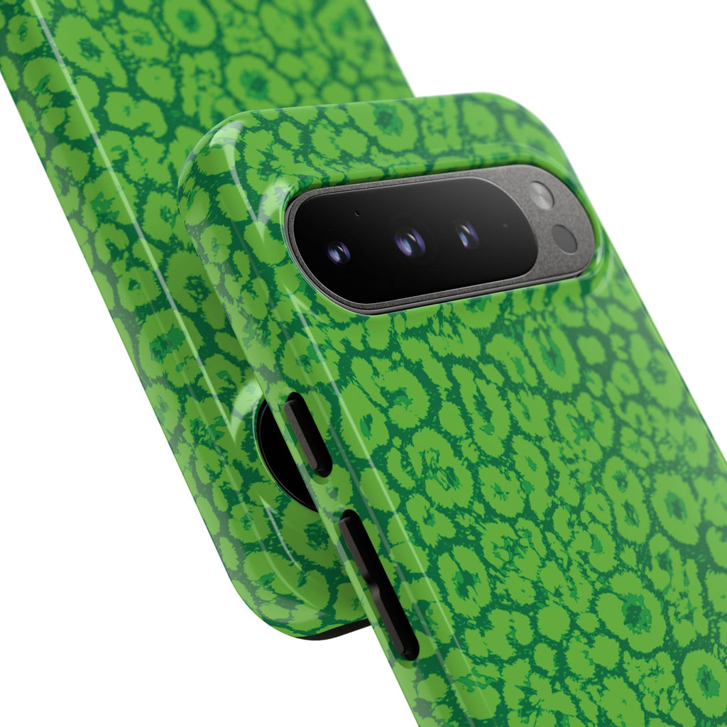 Neon Green Leopard Tough Phone Case for iPhone, Galaxy, or Google Pixel