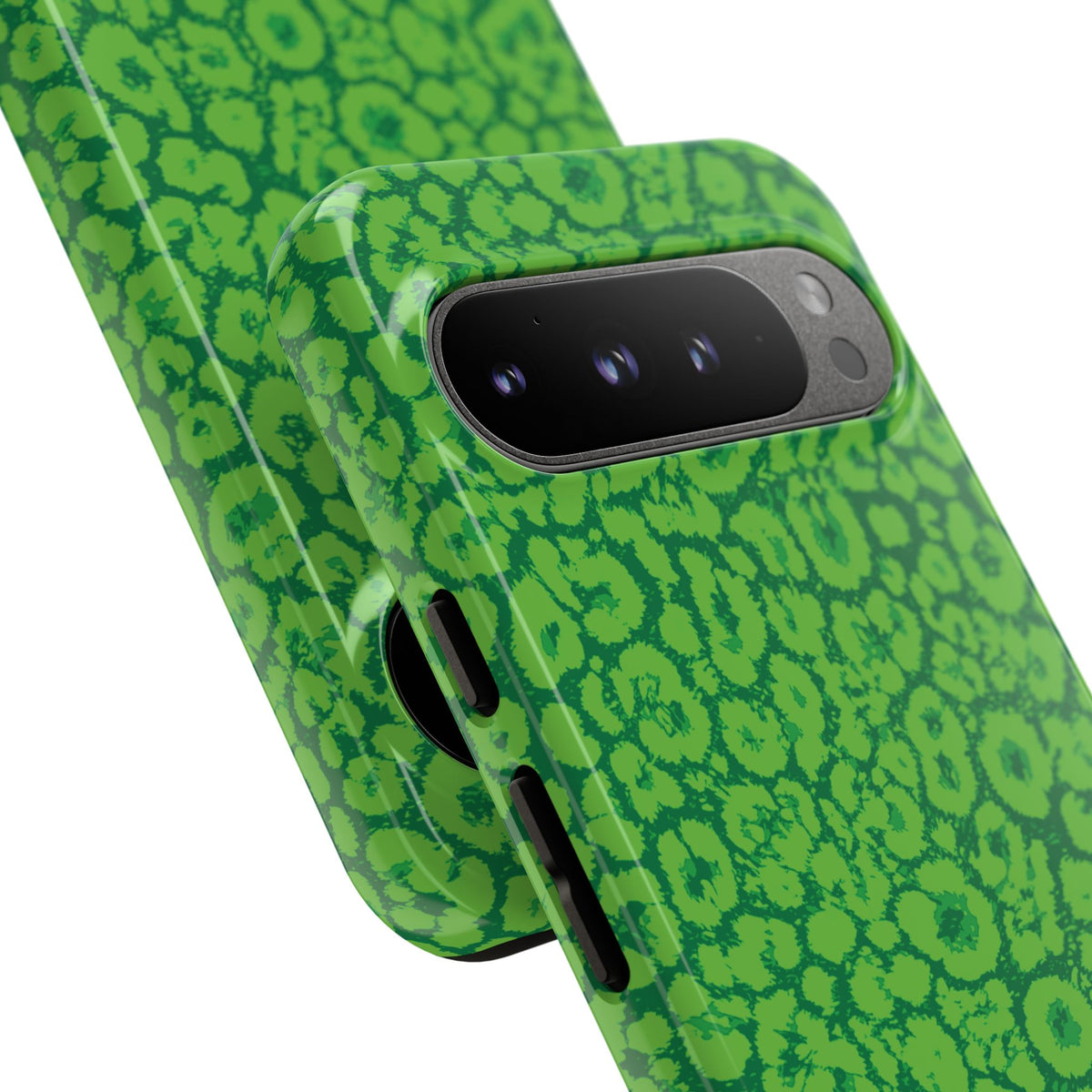 Neon Green Leopard Tough Phone Case for iPhone, Galaxy, or Google Pixel
