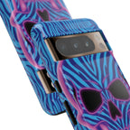 Neon Zebra Skull Tough Phone Case for iPhone, Galaxy, or Google Pixel