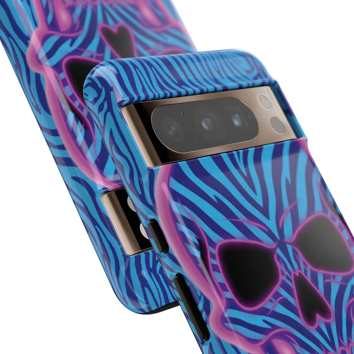 Neon Zebra Skull Tough Phone Case for iPhone, Galaxy, or Google Pixel
