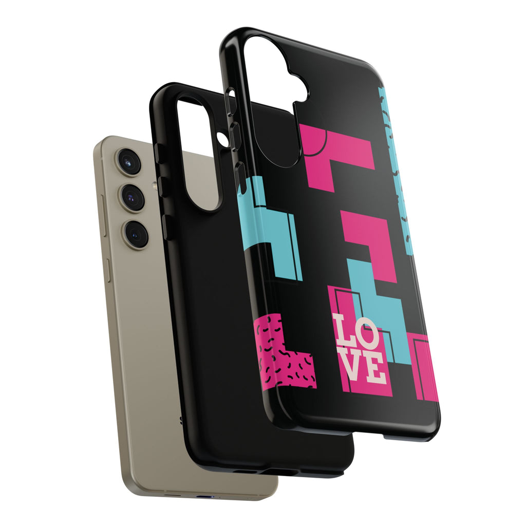 Retro Blocks LOVE Tough Case for iPhone, Galaxy or Google Pixel