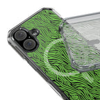 Neon Green Zebra Magnetic iPhone 14, 15, 16 Series Clear Impact Cases