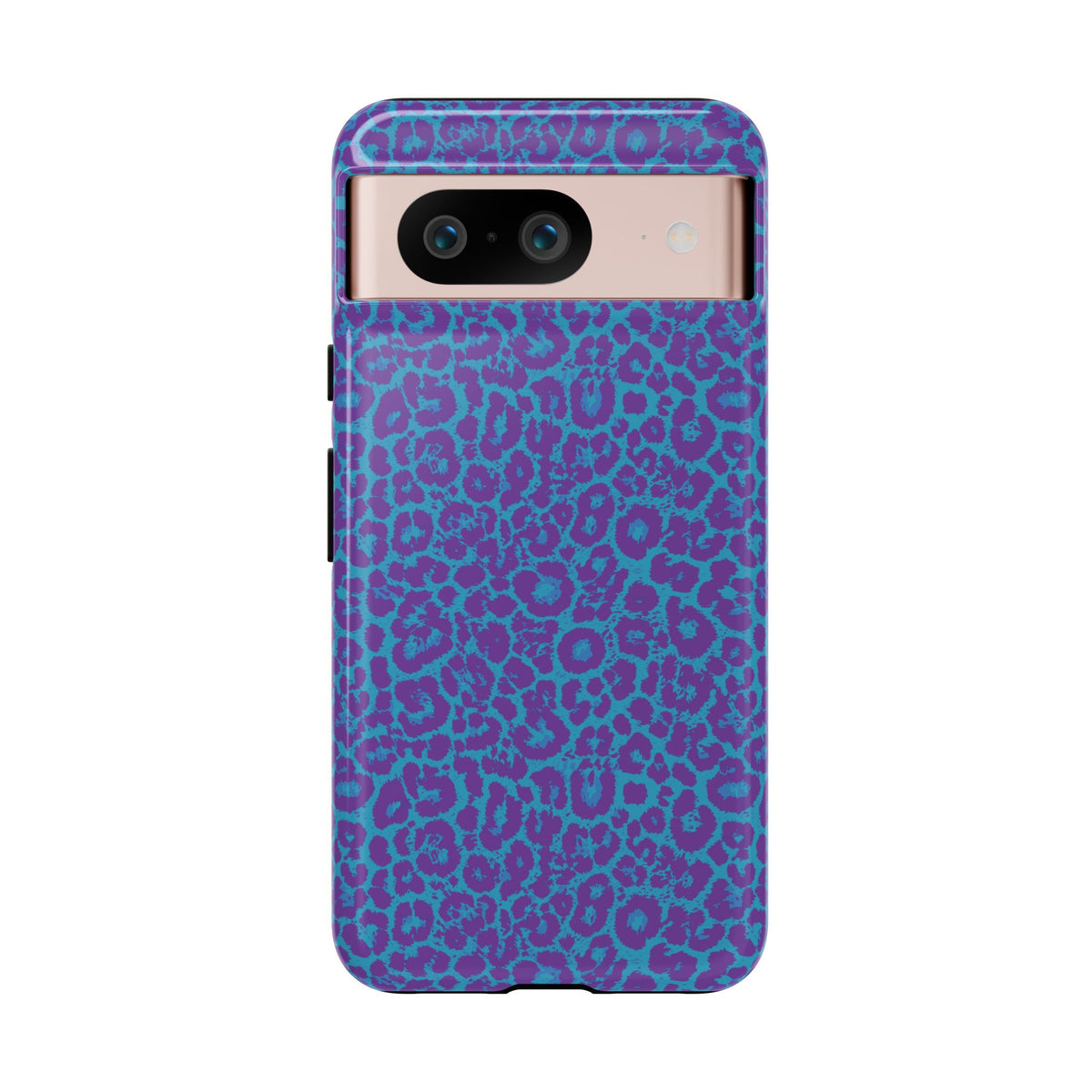 Leopard Printed Purple Blue Tough Phone Case for iPhone, Galaxy, or Google Pixel