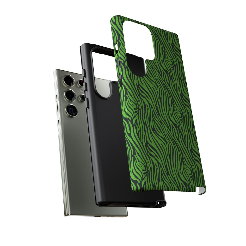 Neon Green Zebra Tough Phone Case iPhone, Galaxy, or Google Pixel