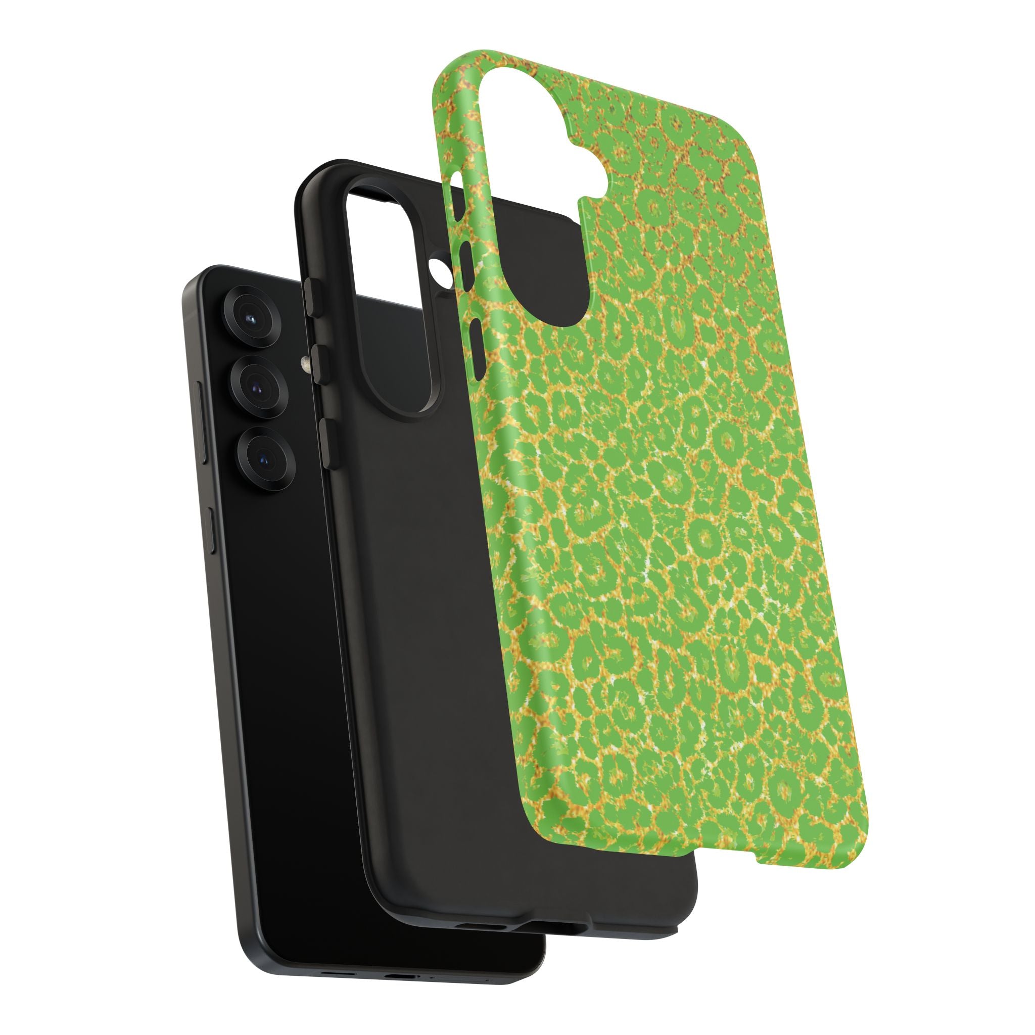 Neon Green Gold Leopard Tough Phone Case iPhone, Galaxy, or Google Pixel