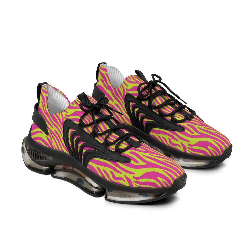 Neon Pink Lime Green Zebra Men's Mesh Sneakers