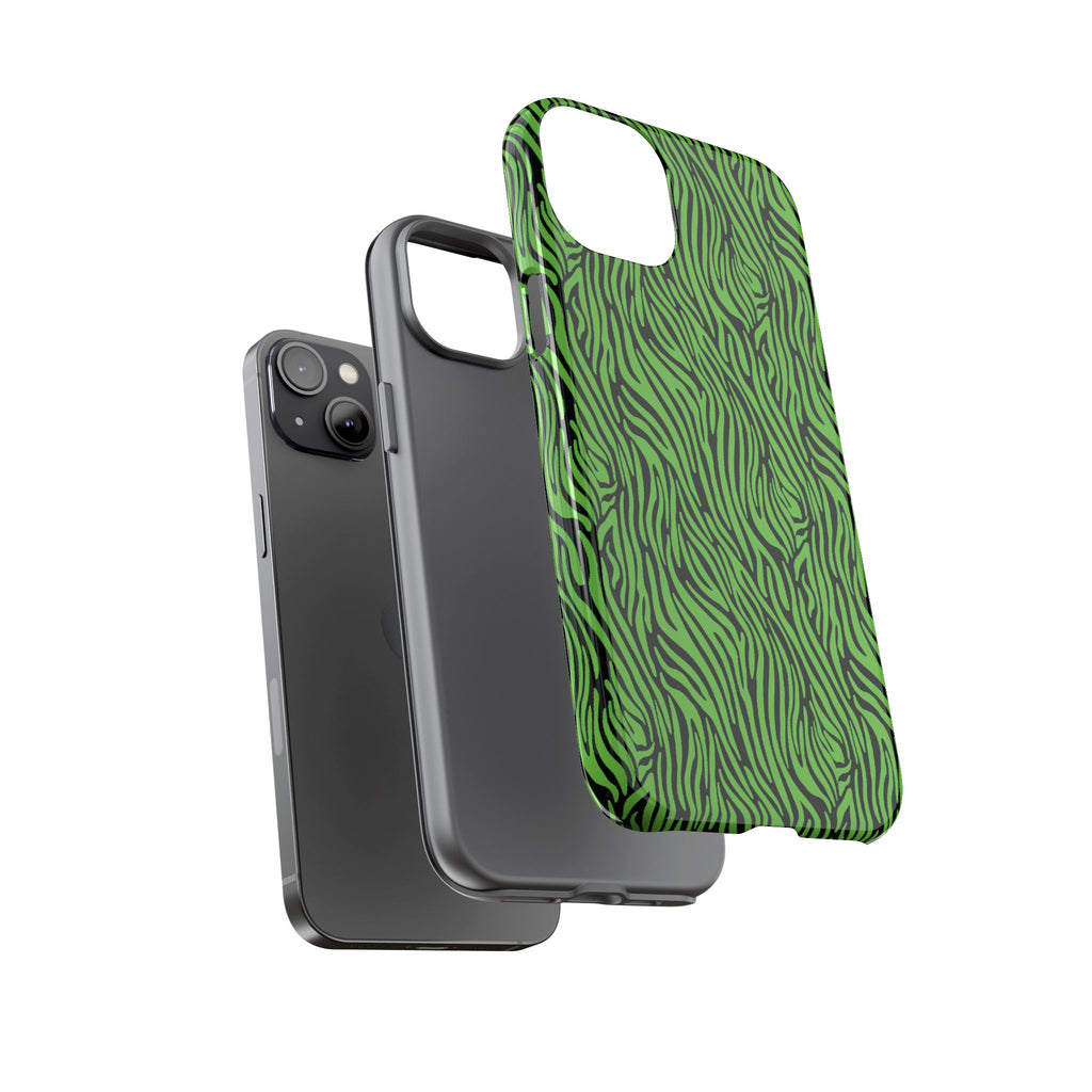 Neon Green Zebra Tough Phone Case iPhone, Galaxy, or Google Pixel