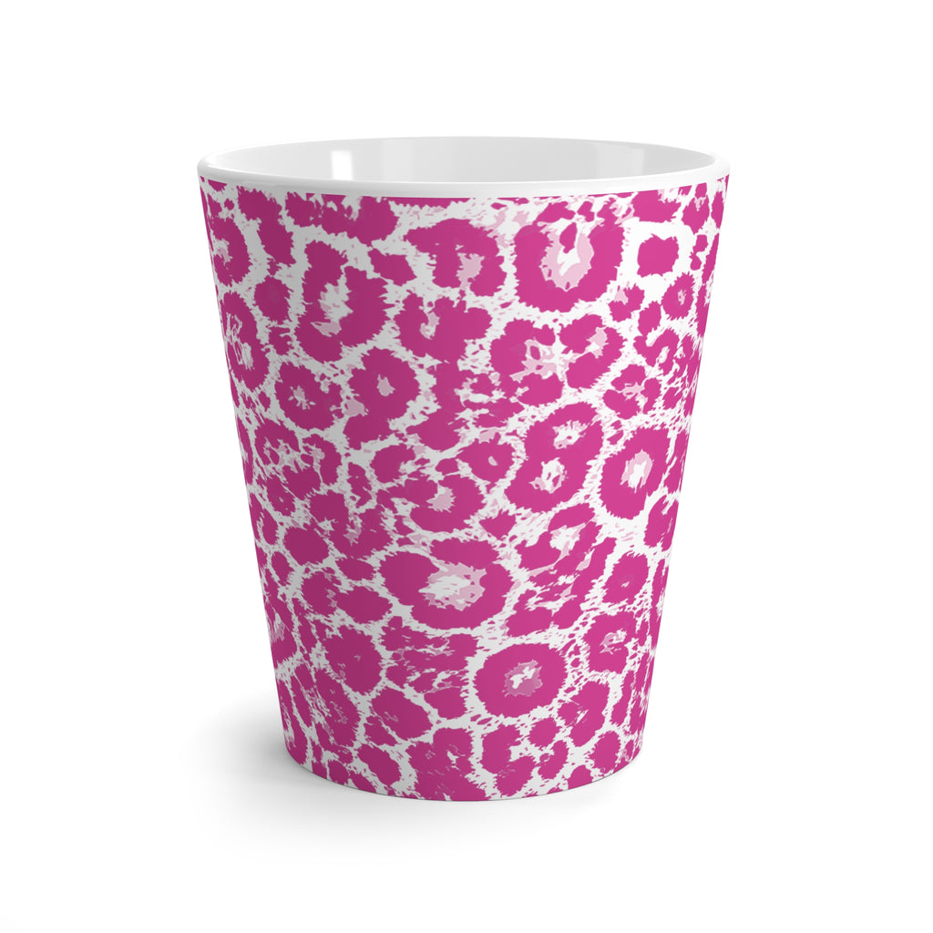 Neon Pink Leopard Print Latte Mug