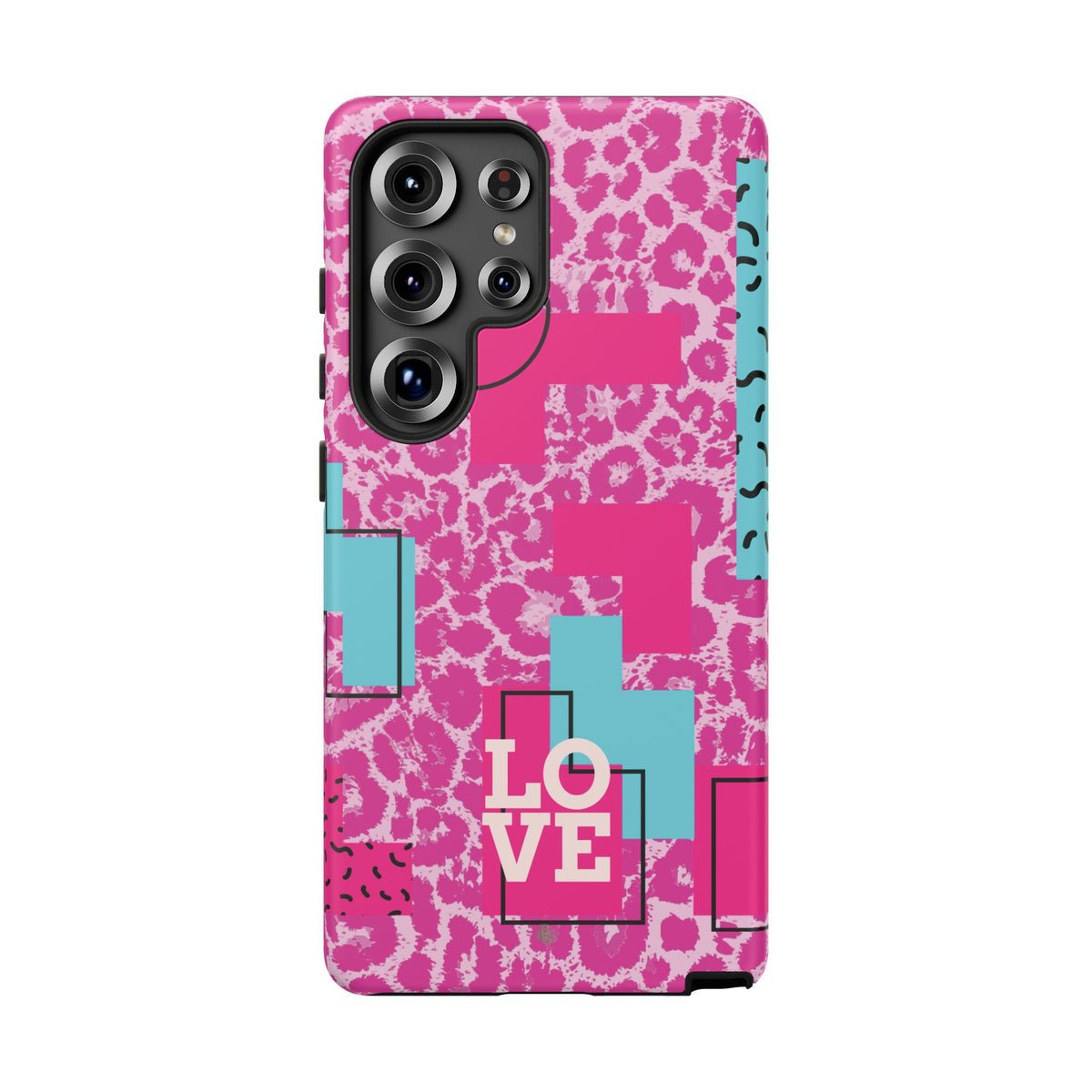 Retro Love Pink Leopard RG Tough Phone Case for iPhone, Galaxy, or Google Pixel