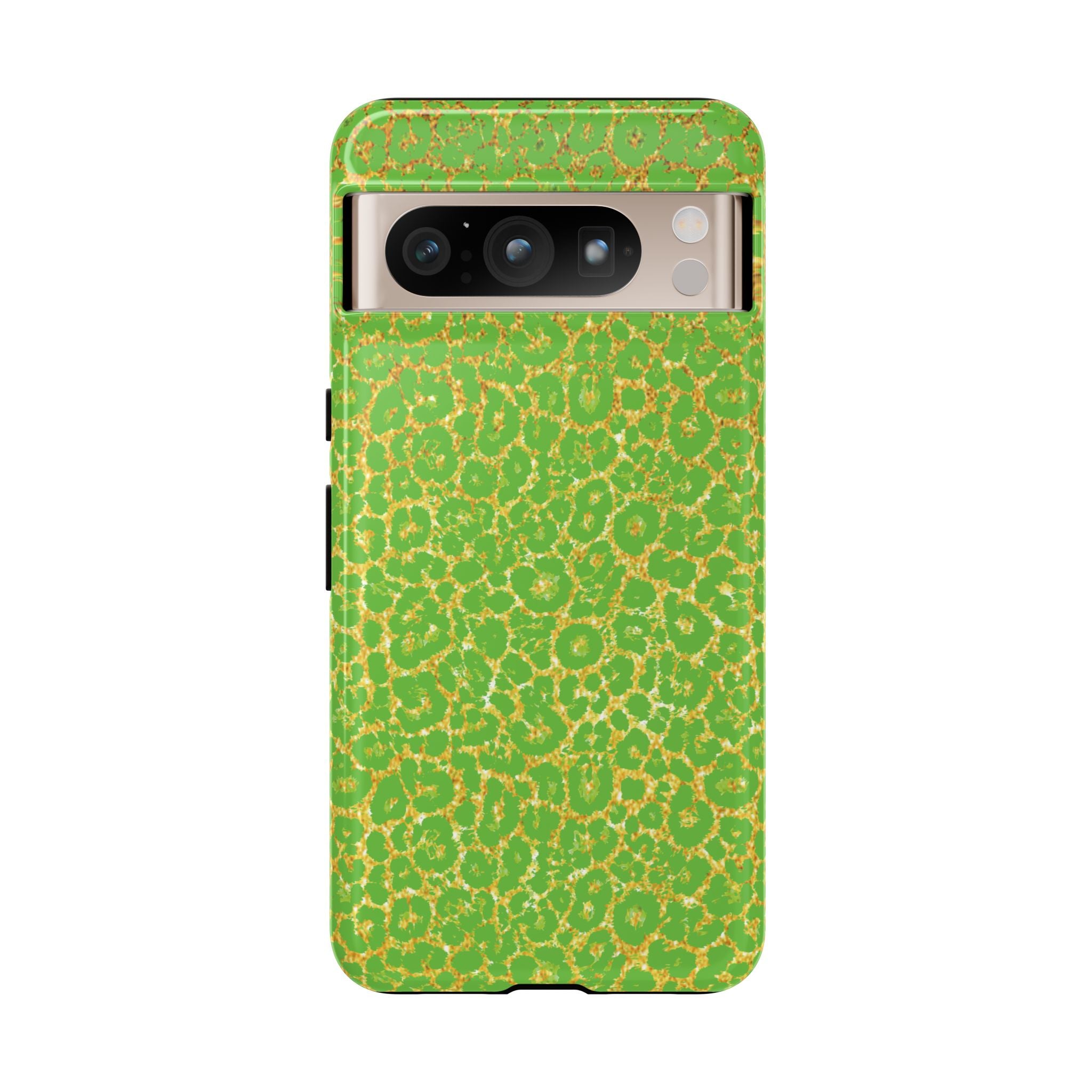 Neon Green Gold Leopard Tough Phone Case iPhone, Galaxy, or Google Pixel