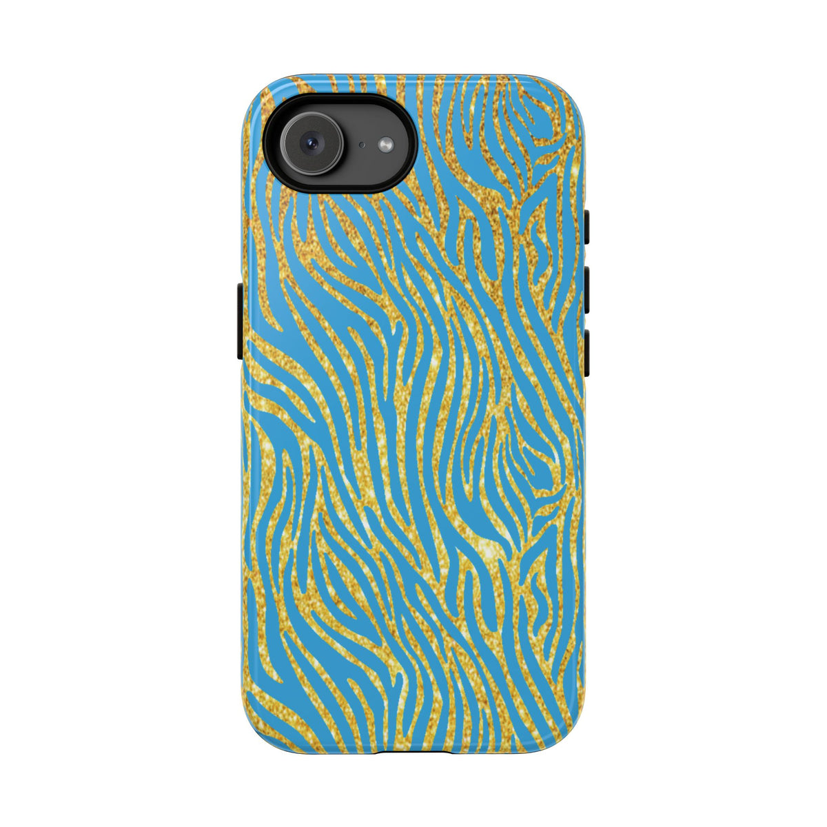 Blue Gold Zebra Tough Case for iPhone, Galaxy, or Google Pixel