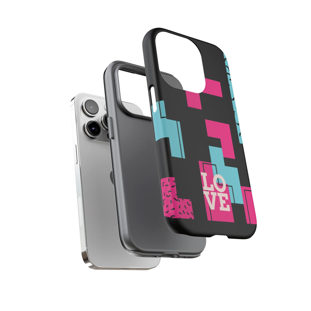Retro Blocks LOVE Tough Case for iPhone, Galaxy or Google Pixel