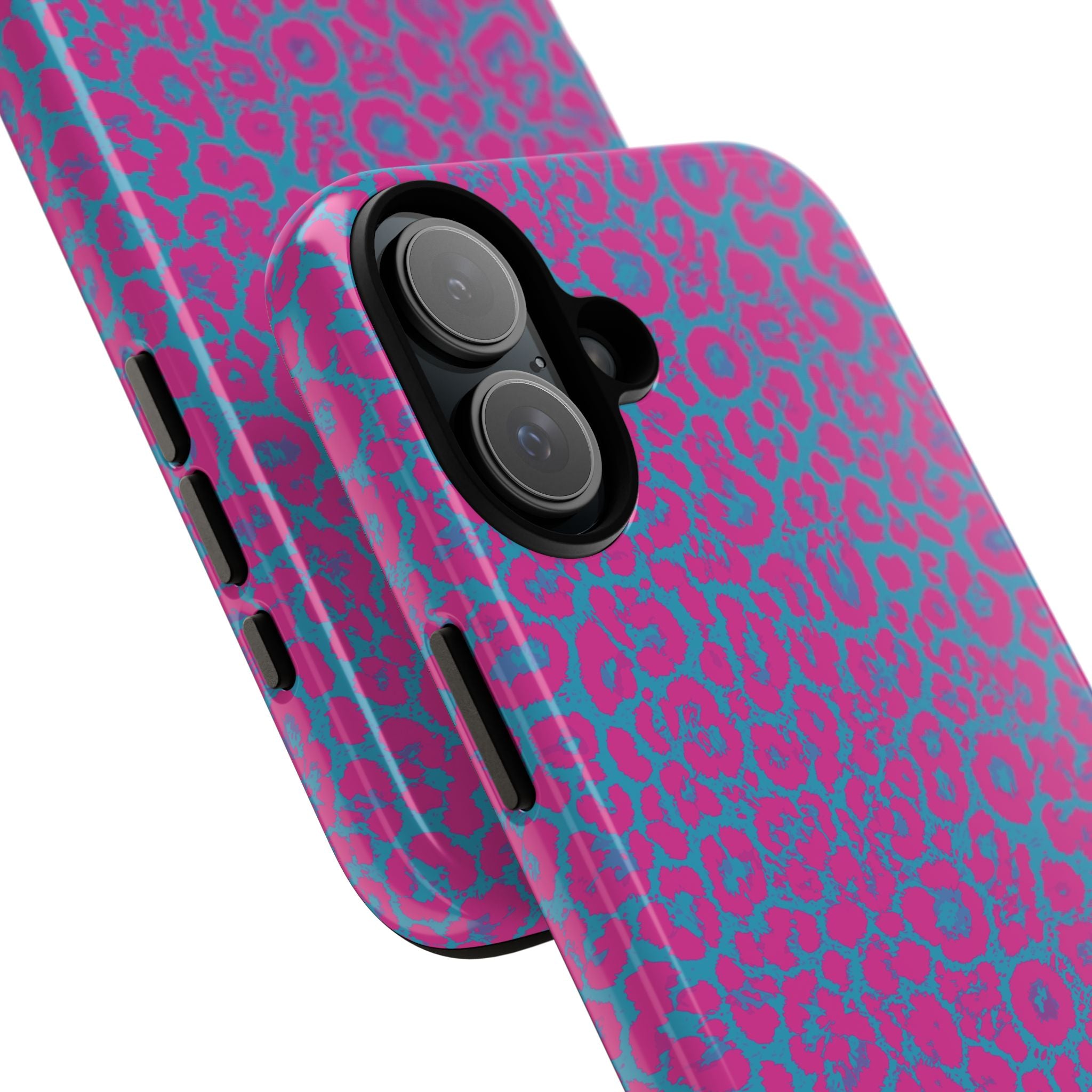 Pink Blue Leopard Tough Phone Case iPhone, Galaxy, or Google Pixel