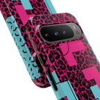 Pink Love Retro Blocks Leopard RG Tough Phone Case for iPhone, Galaxy, or Google Pixel