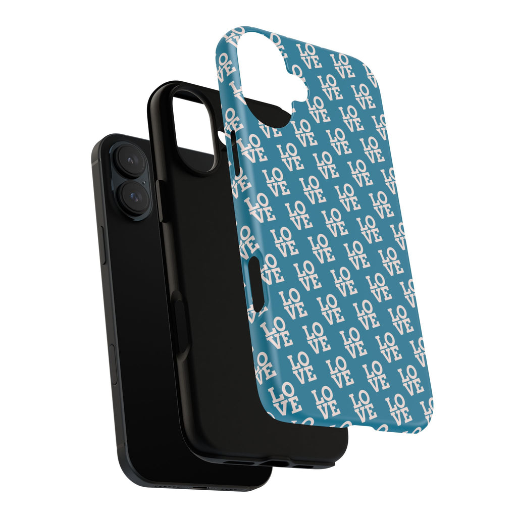 LOVE Teal Green Tough Phone Case iPhone, Galaxy, or Google Pixel