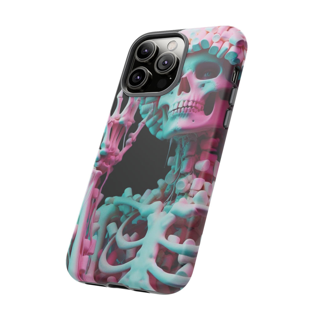 Neon Pink Skeleton (Black) Tough Phone Case for iPhone, Galaxy, or Google Pixel