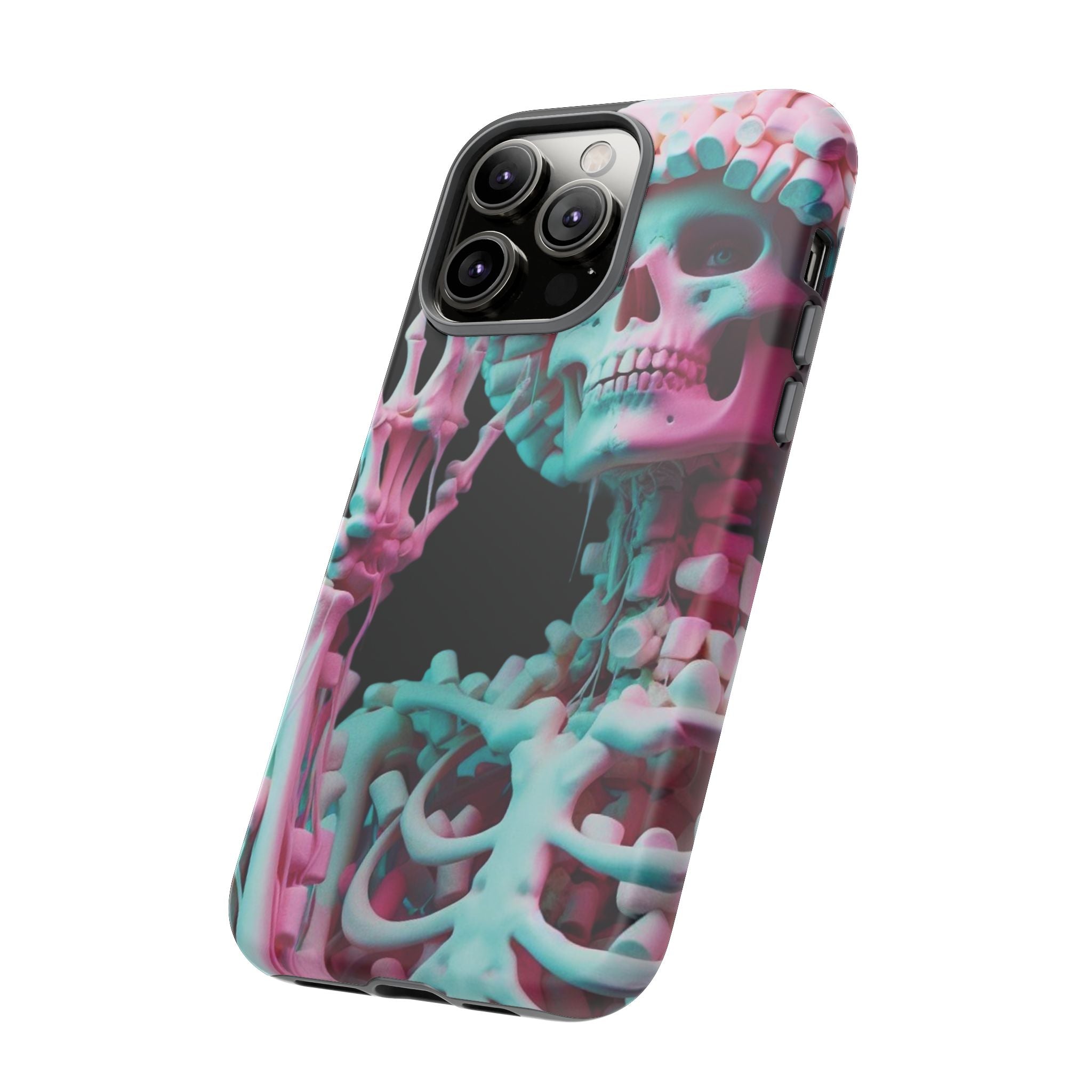 Neon Pink Skeleton (Black) Tough Phone Case for iPhone, Galaxy, or Google Pixel