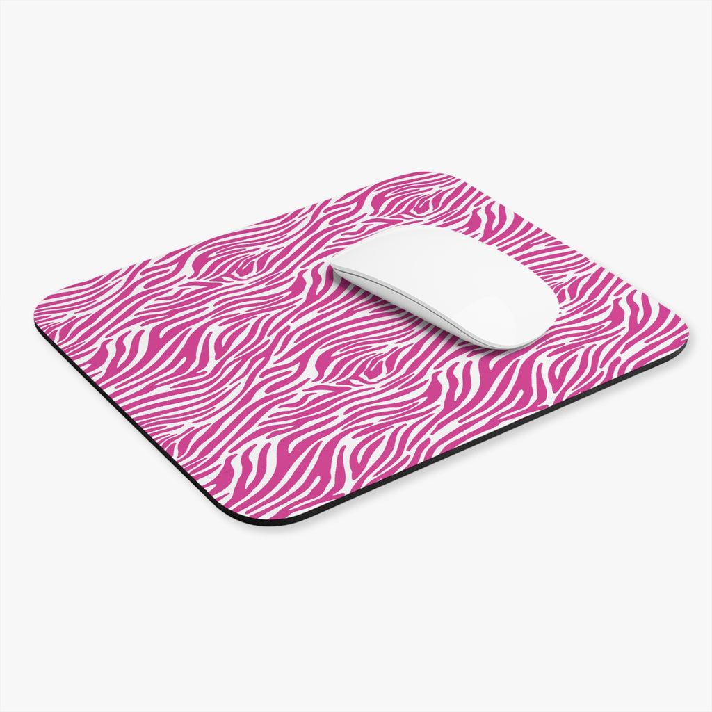 Neon Pink Zebra Print Mouse Pad