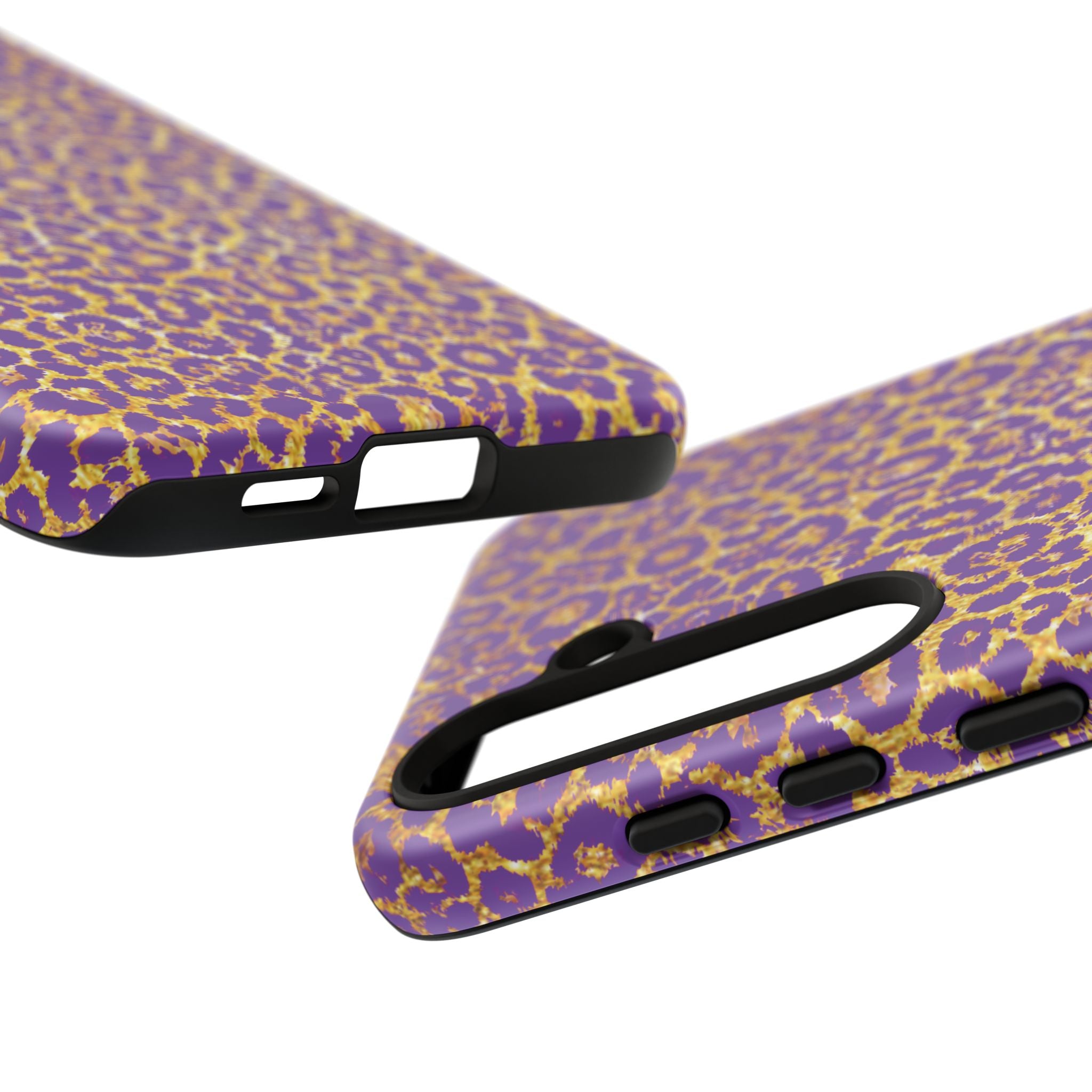 Purple Gold Leopard Tough Phone Case for iPhone, Galaxy, or Google Pixel