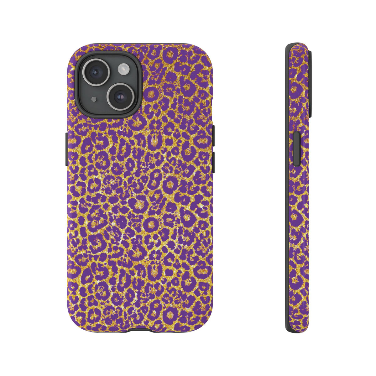Purple Gold Leopard Tough Phone Case for iPhone, Galaxy, or Google Pixel