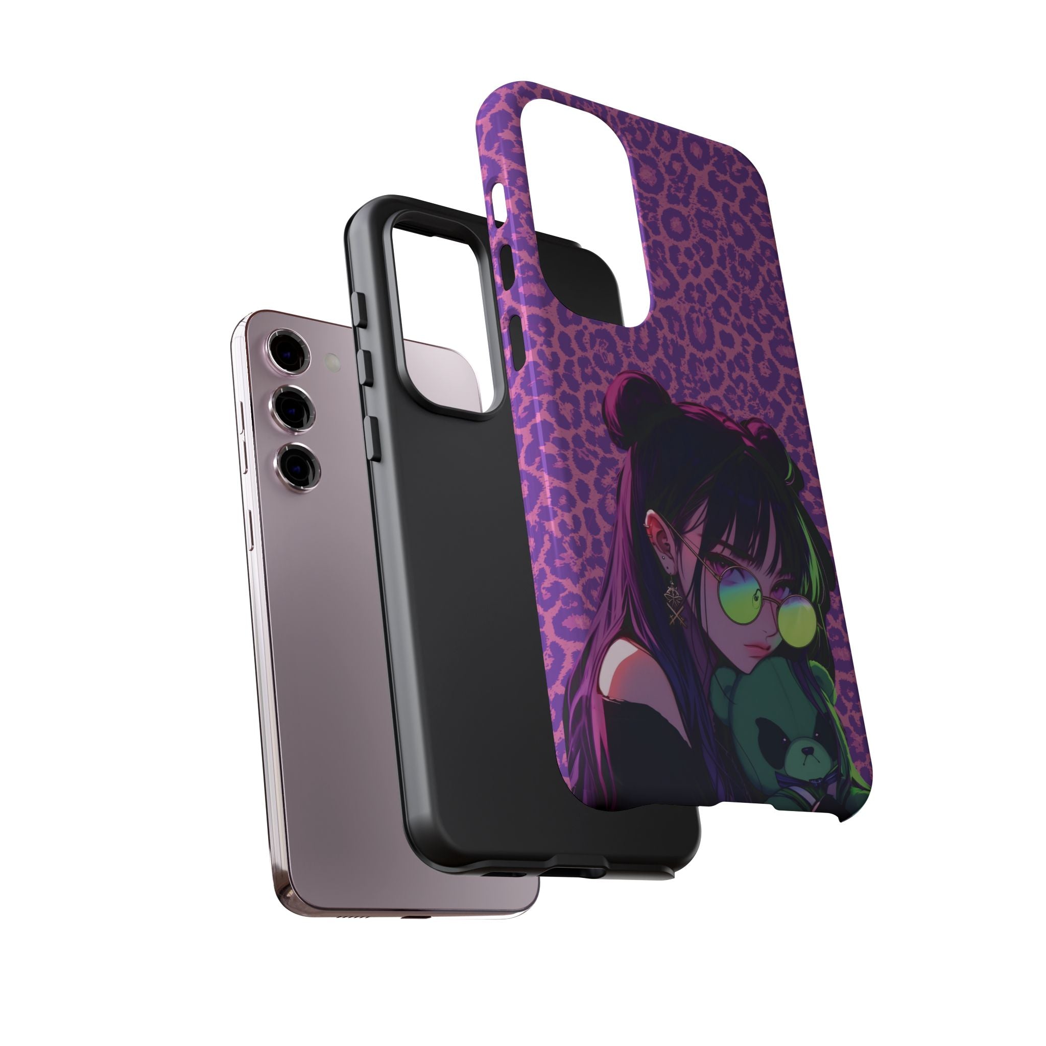 Purple Pink Leopard Kz iPhone, Galaxy and Google Tough Cases